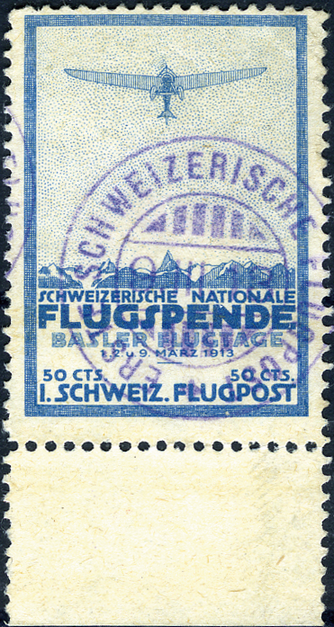 50 Rp. Basel, "Diagonaler Einschnitt im Markenbild"