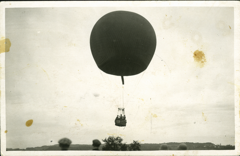 1927, Fotokarte &quot;Freiballon beim Start&quot;