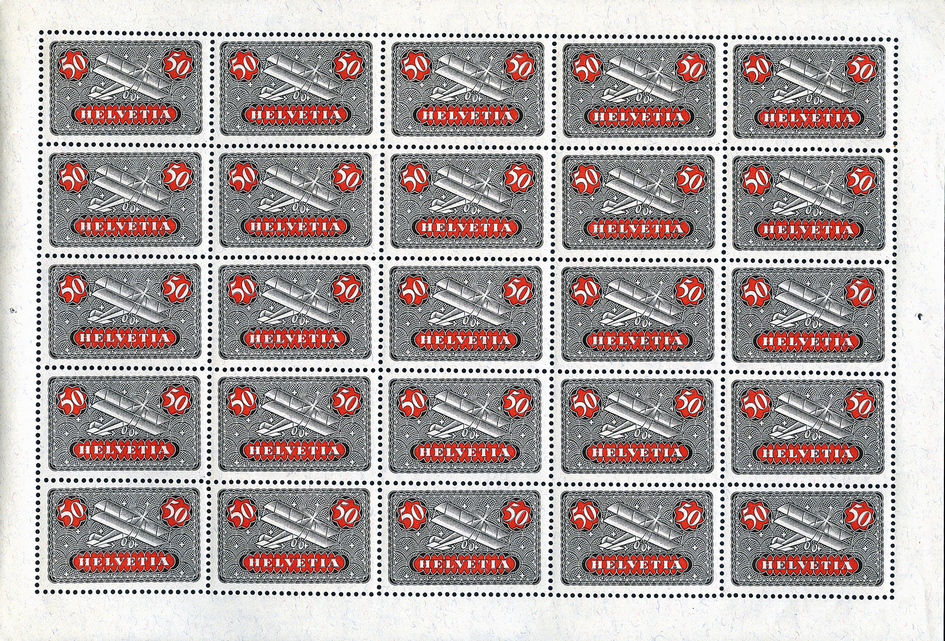 50 Rp. Flugzeug, schwarz-rot