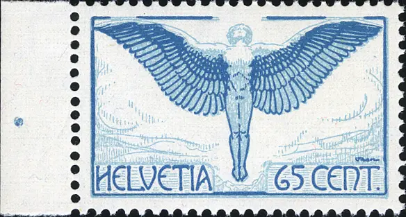 65 Rp. Ikarus, hellbalu-grünblau, "Ansatz am A-Querstrich"