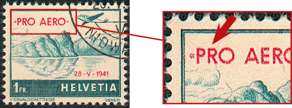 1 Fr. Vierwaldstättersee, "Aufdruck stark nach links verschoben"