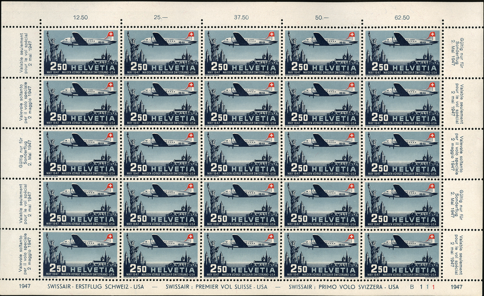 1947, Swissair-Sonderflugpostmarke