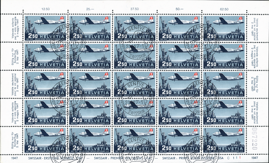 1947, Swissair-Sonderflugpostmarke