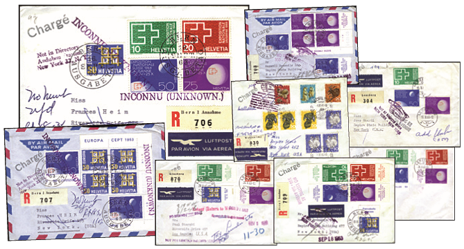 1963-1965, Flugbelege-Spezialkollektion &quot;Return to writer&quot;