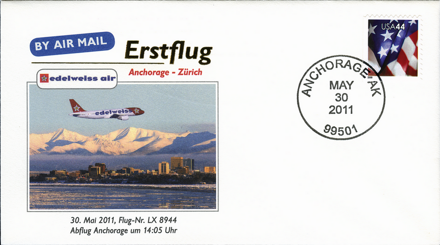 2011, Erstflug Edelweiss Airlines Anchorage - Zürich