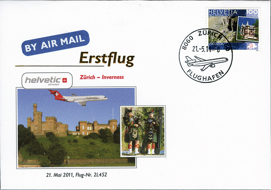2011, Erstflug Helvetic Airways Zürich - Inverness (Schottland)