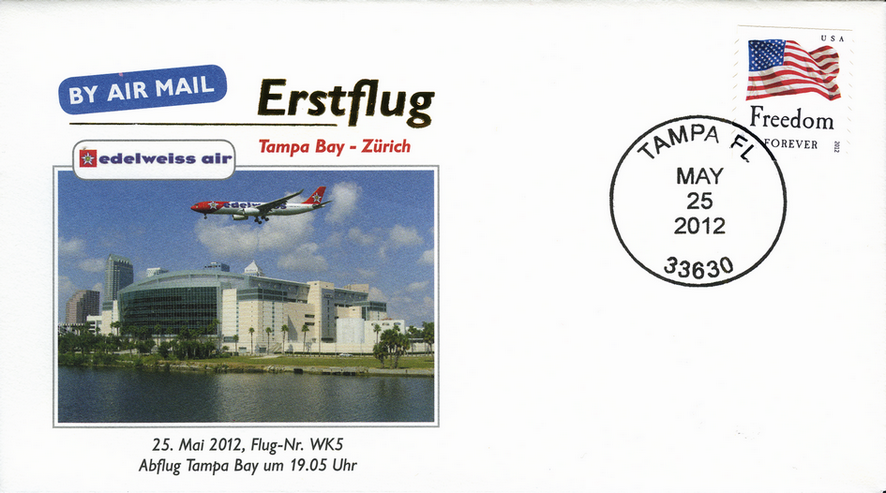 2012, Erstflug Edelweiss Airlines Tampa Bay-Zürich