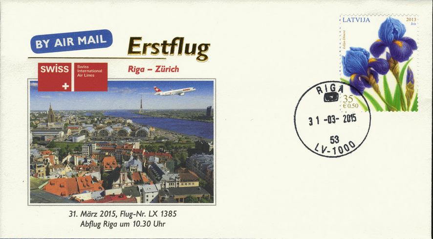 2015, Erstflug Swiss Airlines Riga-Litauen-Zürich