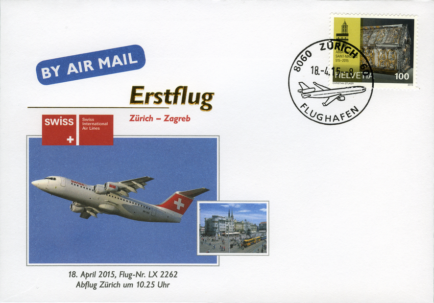 2015, Erstflug Swiss Airlines Zürich-Zagreb