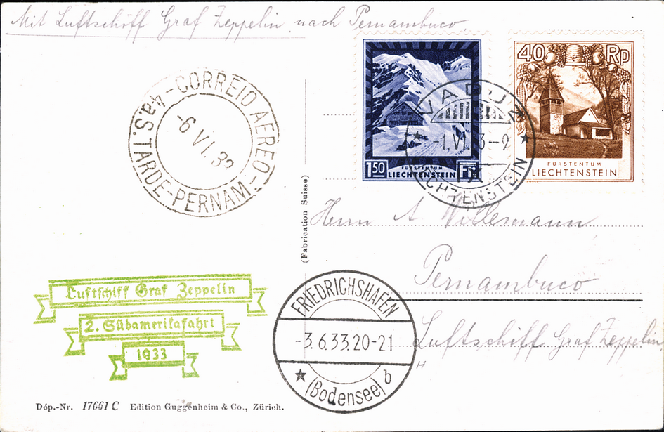 1933. 2. Südamerika-Fahrt ab Liechtenstein