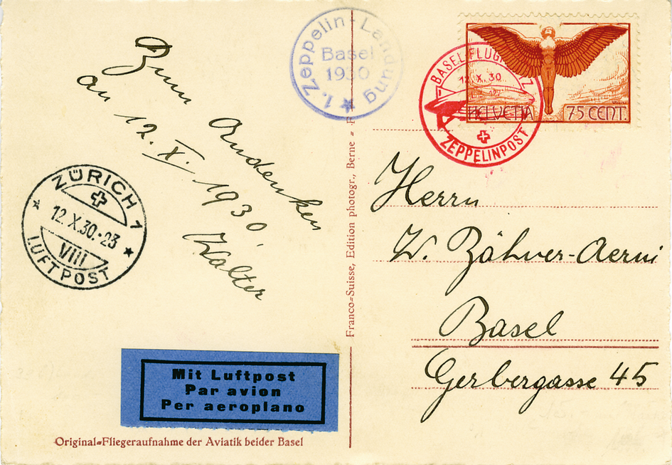 1930, Schweiz-Fahrt mit Landung in Bern und Basel