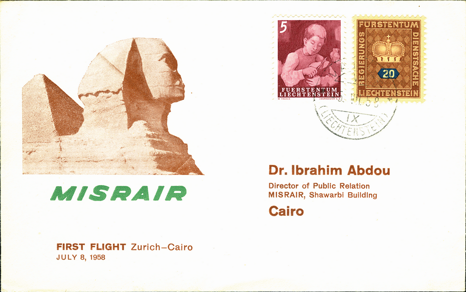 1958, Zürich - Cairo ab Liechtenstein