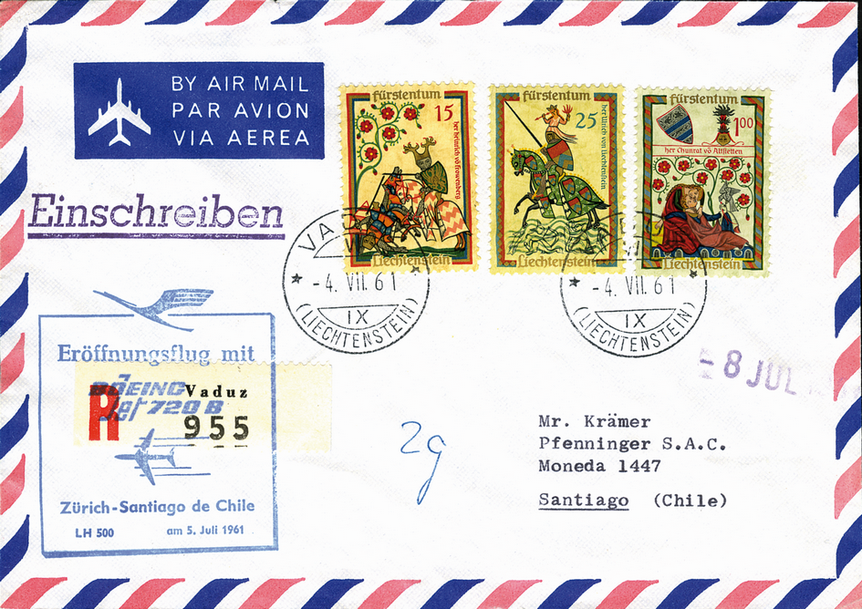 1961, Zürich - Santiago de Chile ab Liechtenstein