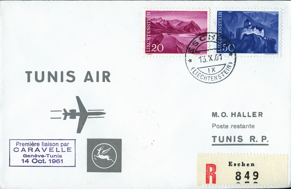 1961, Genf - Tunis ab Liechtenstein