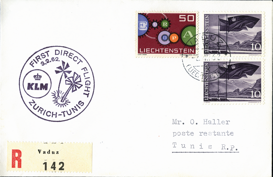 1962, Zürich - Tunis ab Liechtenstein