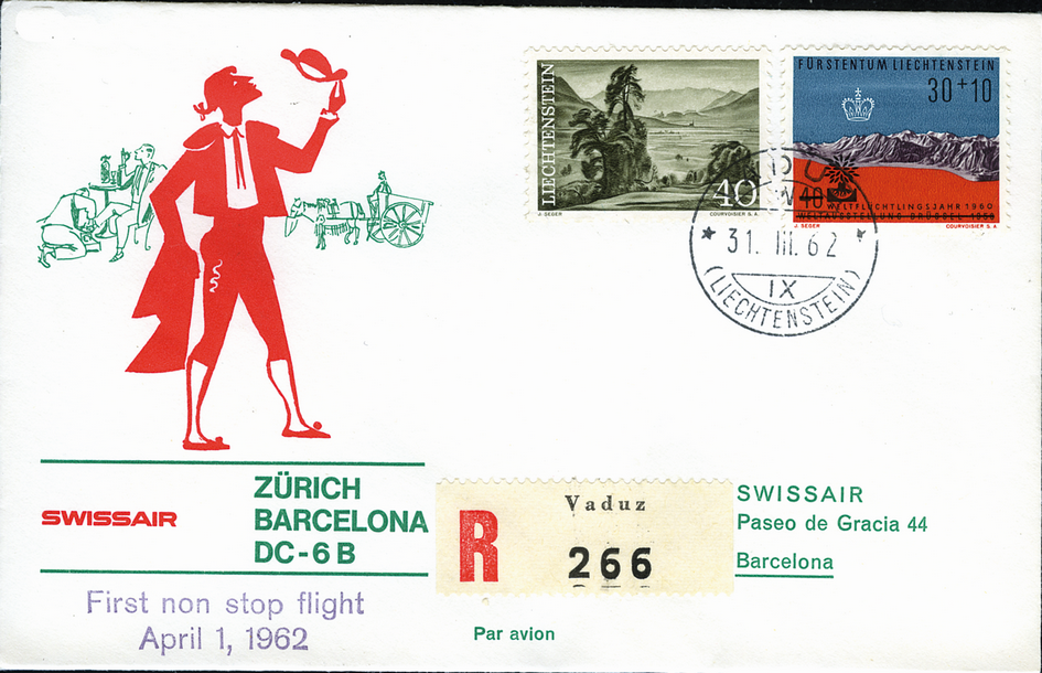 1962, Zürich - Barcelona ab Liechtenstein