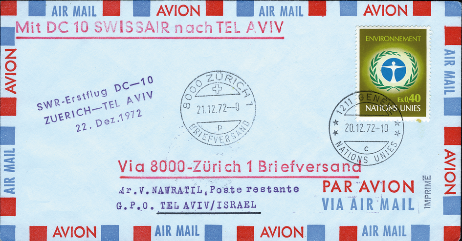 1972, Zürich - Tel Aviv ab UNO Genf