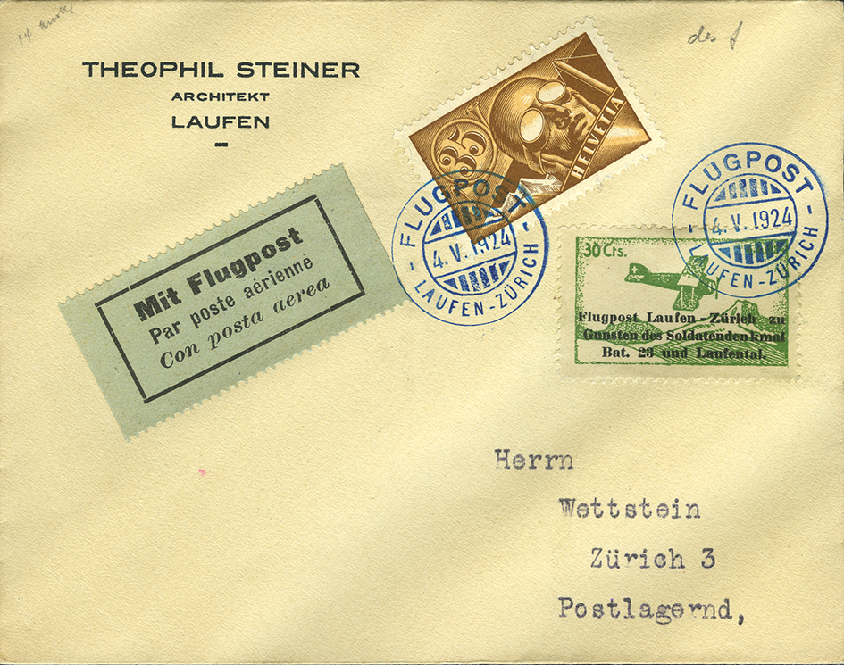 1924, Flugtag Laufen, Vignette, &quot;Dcs statt DES&quot;