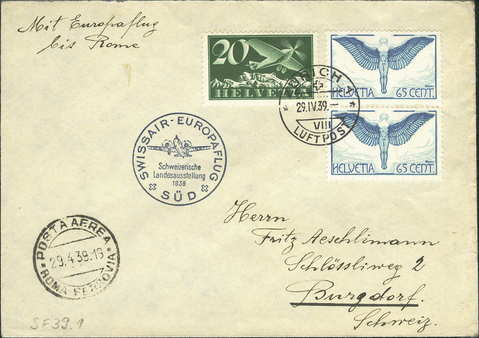 1939, Swissair Europaflug Süd