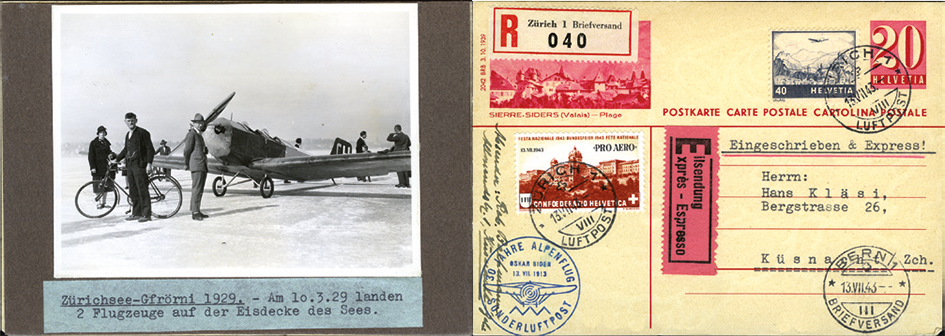 1943, Pro Aero Sonderflug Zürich - Bern, 1 Fr. Bundeshaus in Bern