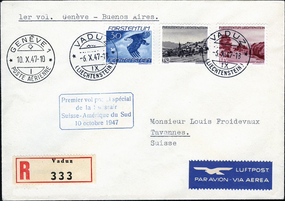 1947, Genf - Buenos Aires ab Liechtenstein