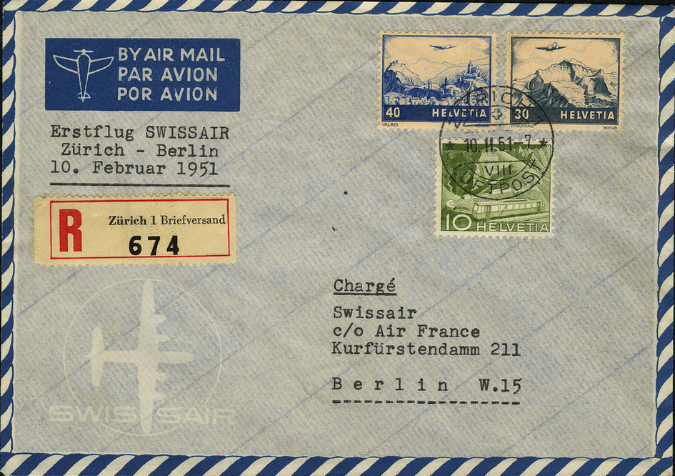 1951, Zürich - Frankfurt - Berlin, Swissair Erstflug