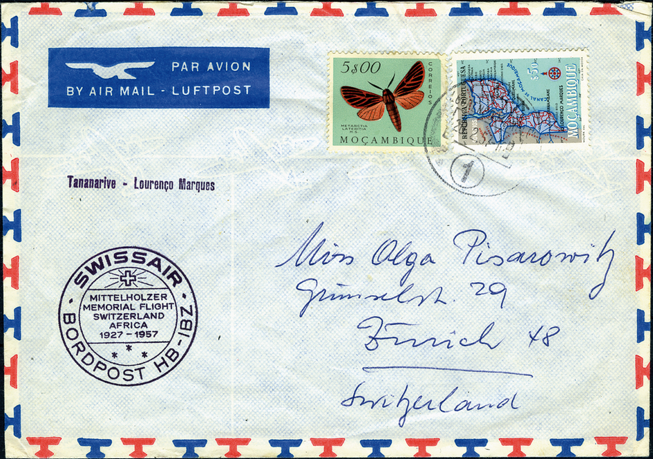 1957, Kapstadt - Zürich, Sonderflug zum Gedenken an den Mittelholzer-Afrika-Flug vor 30 Jahren