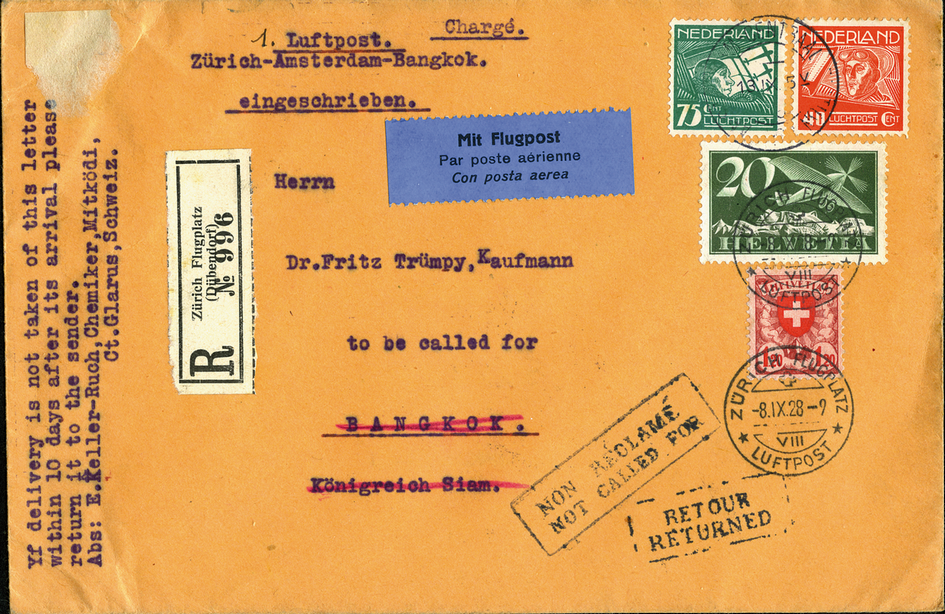 1928, Amsterdam-Calcutta, Kat.Nr. 164.2.01b "HFLETIA"