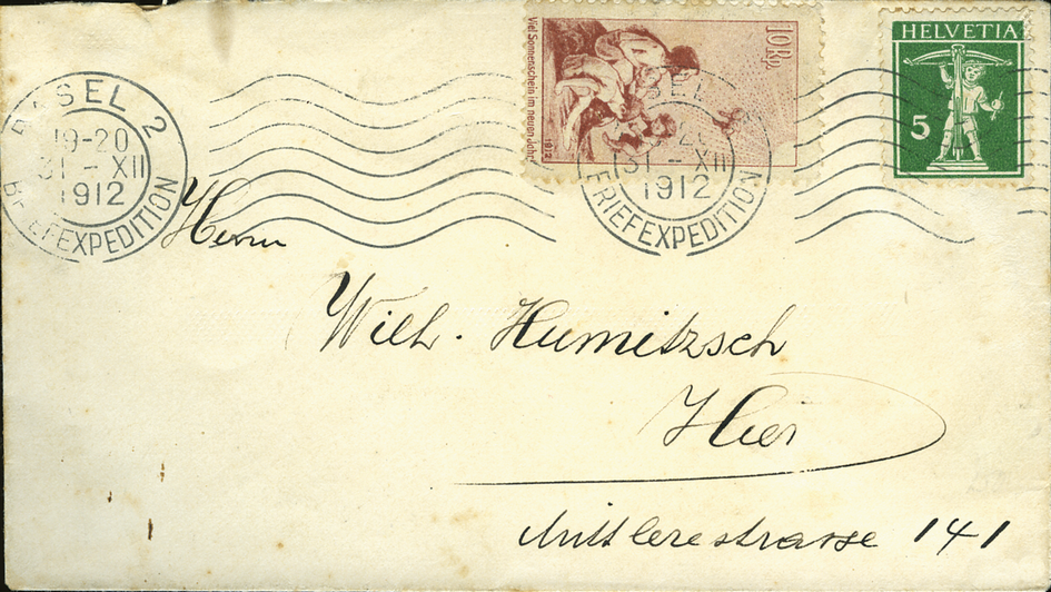 10 Rp. rotbraun, deutscher Text