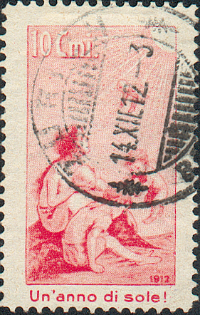 10 Cmi. karminrot, italenischer Text, ET