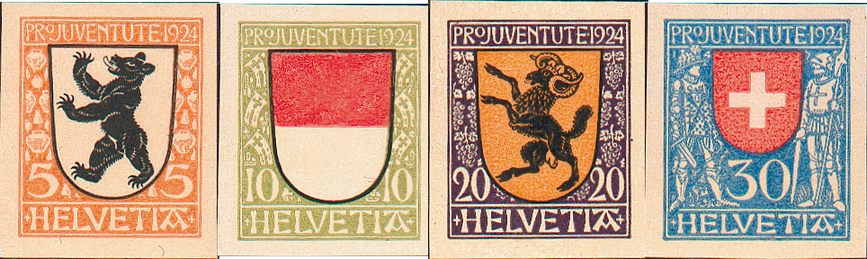 1924, Kantons- und Schweizer Wappen, Probedruck-Serie