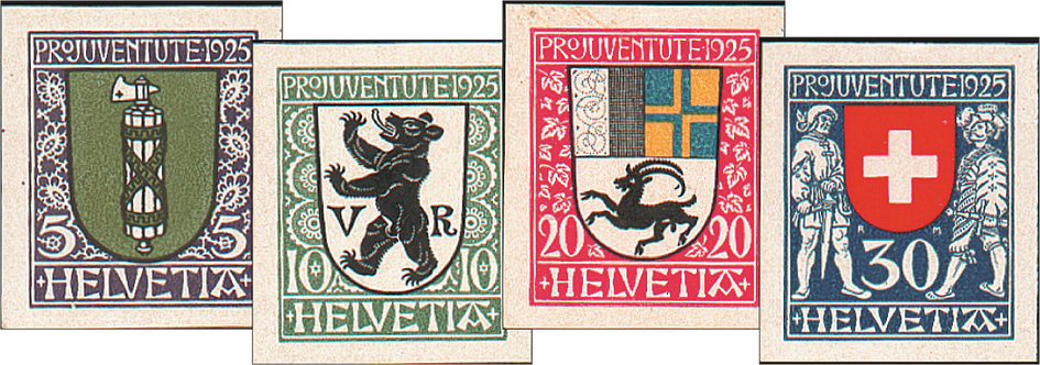 1925, Kantons- und Schweizer Wappen, Probedruck-Serie
