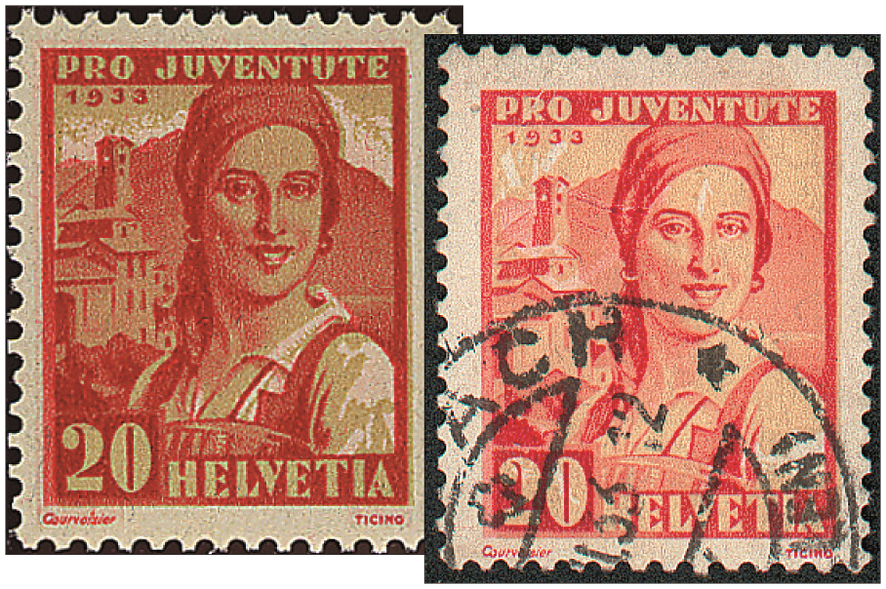 20(+5) Rp. Tessinerin, "Kopfstehender gelber Unterdruck"