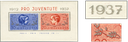 1937, 25 Jahre Pro-Juventute-Marken, "Silberdruck oben verschoben und nach rechts verwischt"