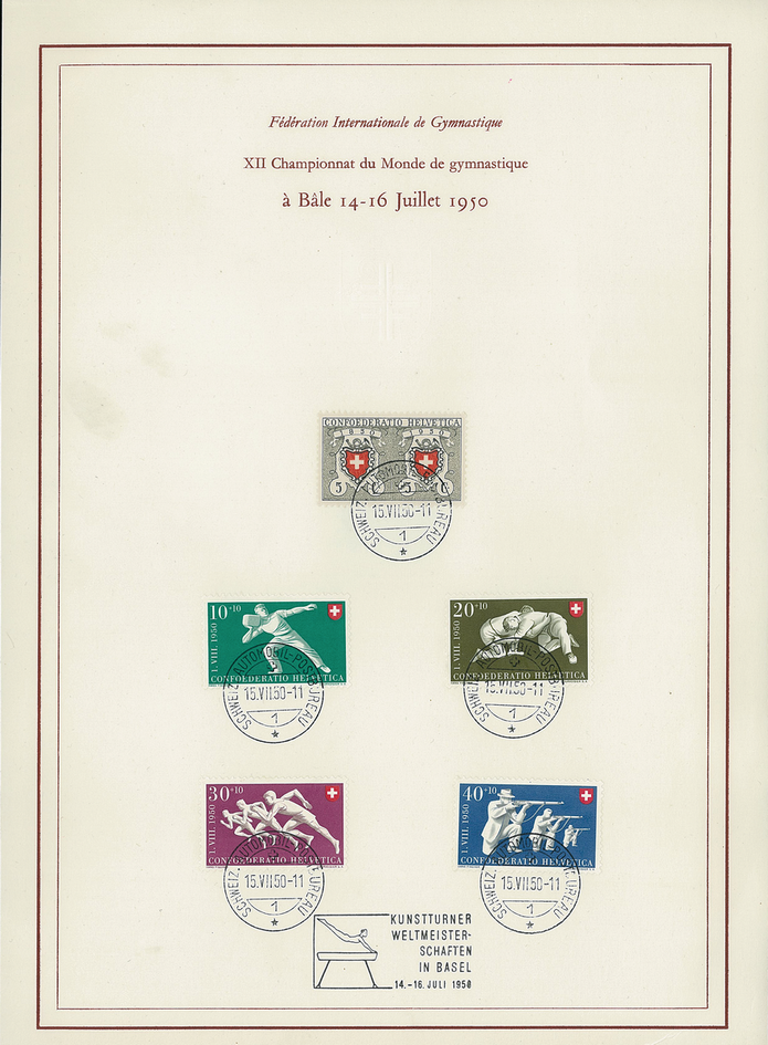 1950, 100 Jahre Eidgenössische Post und Sportdarstellungen