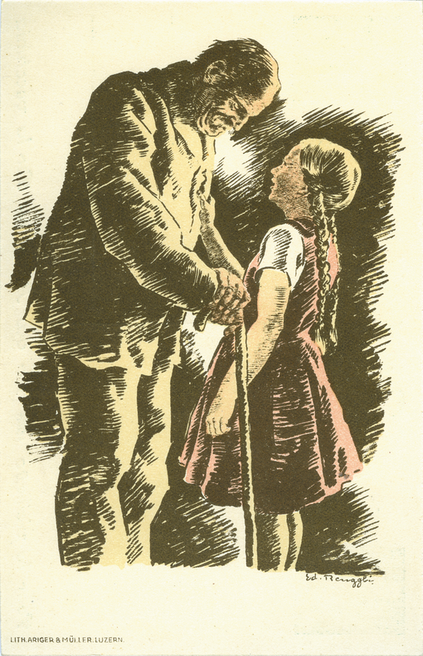 1928, 25 Rp. Grossvater mit Mädchen