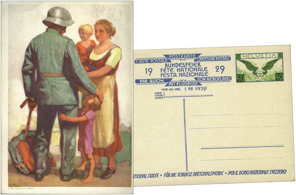 1929, 40 Rp. Wehrmann mit Familie