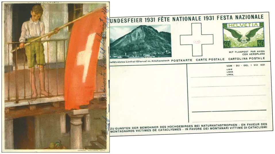 1931, 40 Rp. Knabe mit Fahne