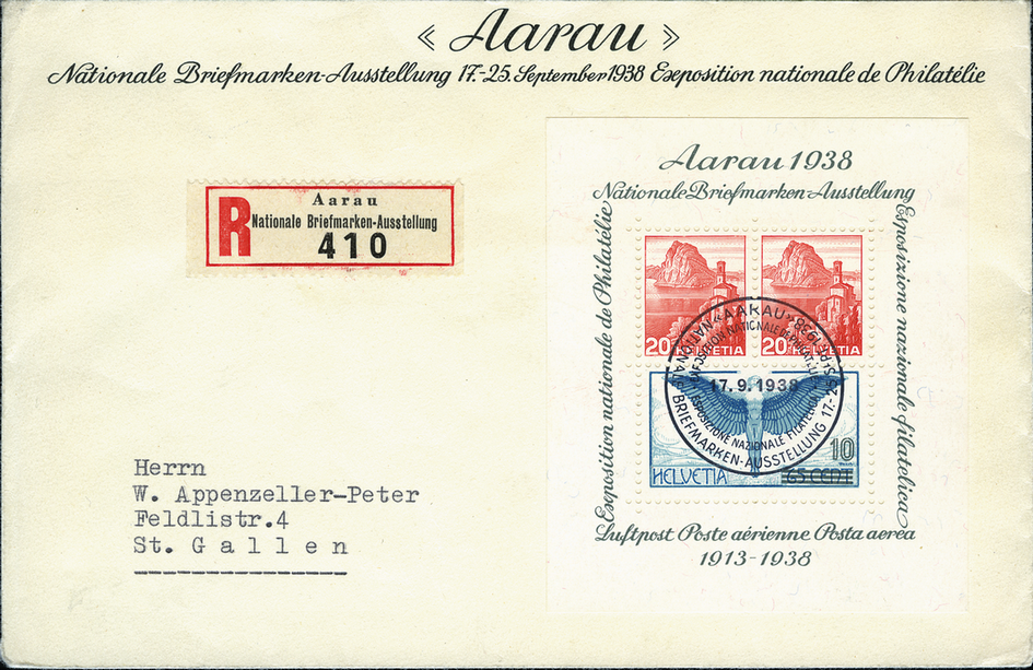 1938, Nationale Briefmarkenausstellung in Aarau
