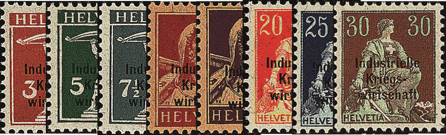 1918, Tellknabe, Tellbrustbild und Helvetia mit Schwert