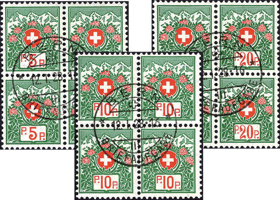 1927, Schweizer Wappen und Alpenrosen