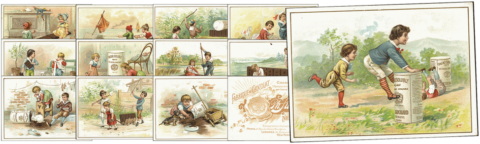 1895, Kinder-Spiele, Werbeserie mit 12 Karten