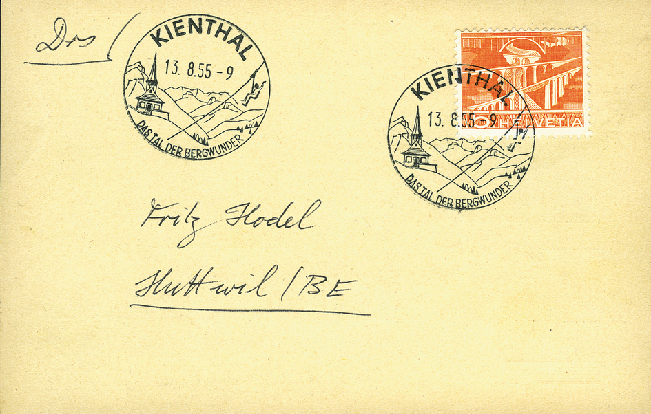 1955, KIENTHAL 13.08., auf Karte nach Huttwil