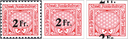 1940-1949, 2 Fr. Flügelrad, dunkelrot-schwarz, Druckprobe in Originalfarbe, &quot;Wertziffer stark verschoben&quot; und &quot;Ungezähnt&quot;