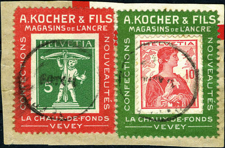 5 Rp. grün, Rahmen rot