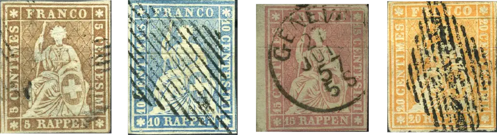 1856, Sitzende Helvetia, ungezähnt (Strubel)