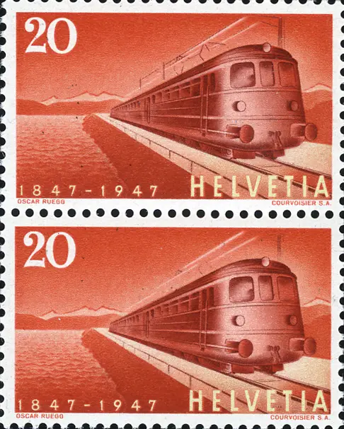 20 Rp., Gotthardschnellzug, "Fehlender Leitungsmast"