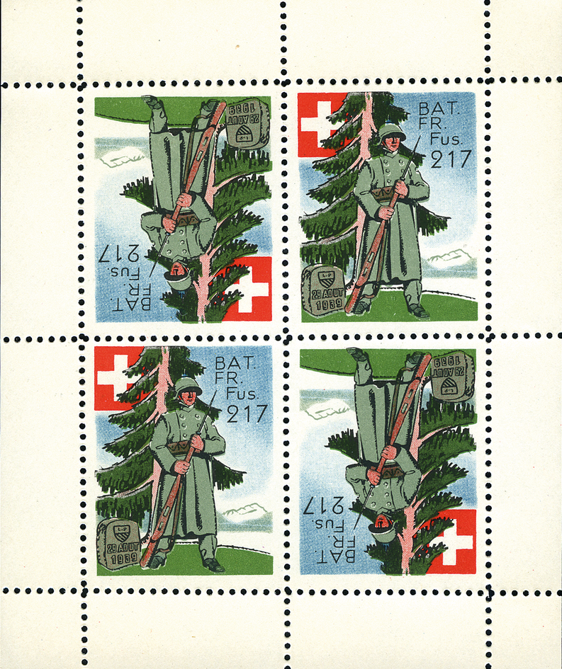 1939, Grenztruppen Bat.Fr.Fus.217, Kehrdruck-Viererbögli
