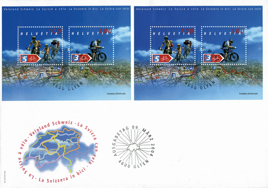 2004, Veloland Schweiz, "Fehldruck im blauen Hintergrund"
