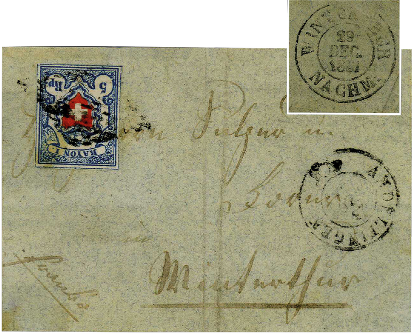 5 Rp. hellblau-rot, Type 22, Stein B3-LU